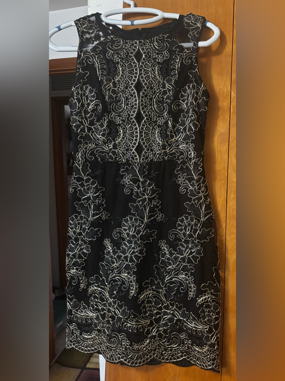 Guess Black Dress with Gold Embroidered Lace